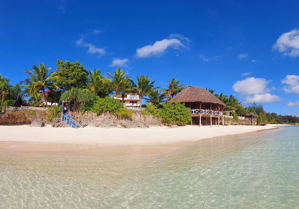 Queen of Sheba Beach Lodge seen from the ocean