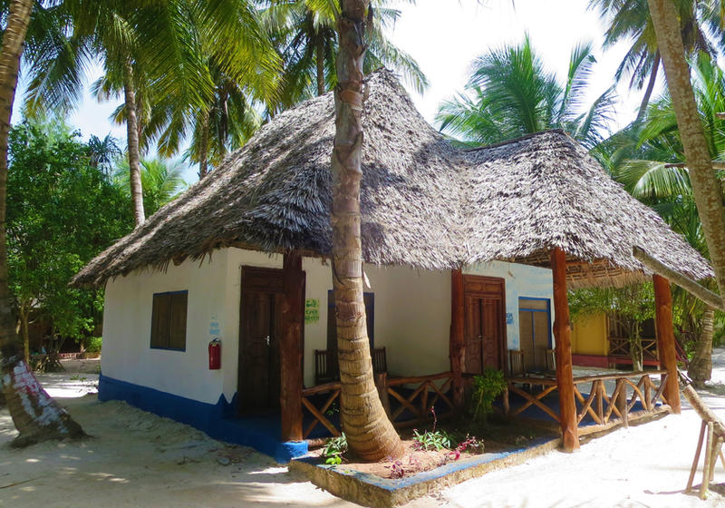 Thatched bungalow in the garden